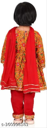 Rayon ethnic set for girls, A-line palazzos with printed top and three-quarter sleeves, India origin